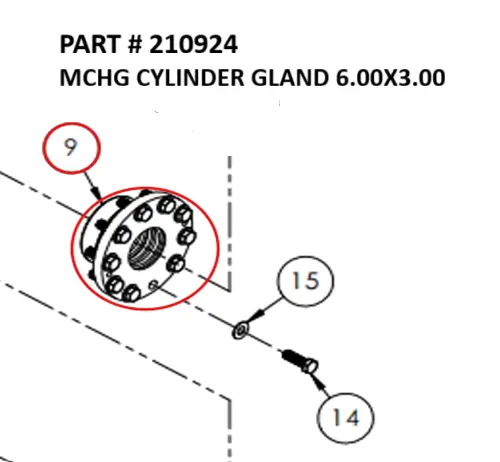 MCHG CYLINDER GLAND 6.00X3.00 - Part No. 210924