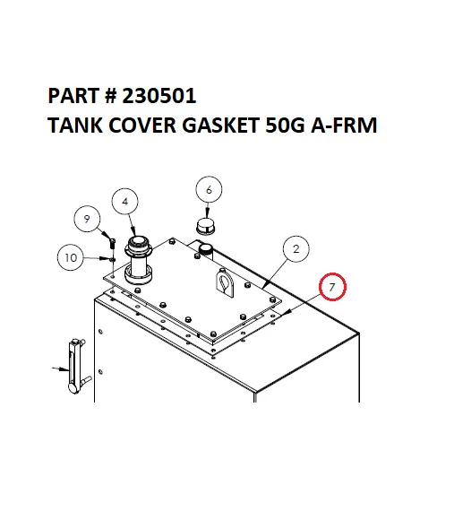 Serco 1050XR Tank Cover Gasket 50 Gallon A-Frame (Part 230501)
