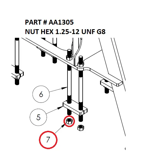 NUT HEX 1.25-12 UNF G8 - Part No. AA1305