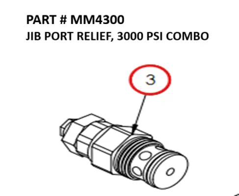 Serco 1050XR Hydrocontrol Jib Port Relief Valve, 3000 PSI Combo (Part MM4300)