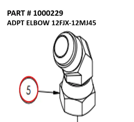 Elbow Adapter 12FJX-12MJ45 for Serco 1050XR (Part 1000229)