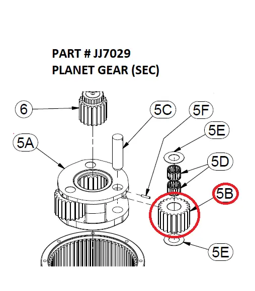 PLANET GEAR (SEC) - Part No. JJ7029
