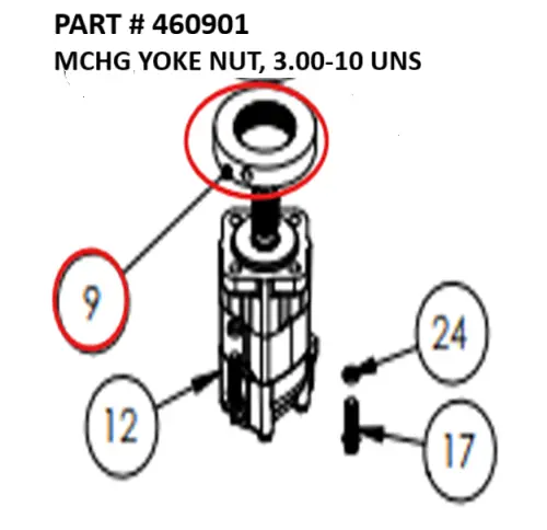 Serco 1050XR & Grapple Machined Yoke Nut, 3"-10 UNS (Part 460901)