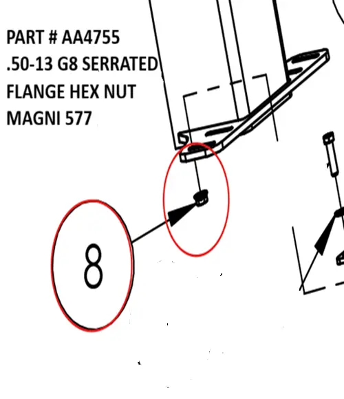 .50-13 G8 SERRATED FLANGE HEX NUT MAGNI 577 - Part No. AA4755