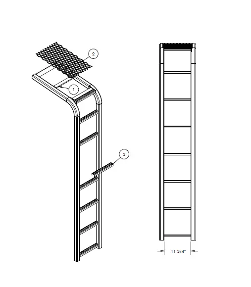 WELDMENT LADDER 12" 8085 SQ. TUBE W/TREAD GRIP 5005408