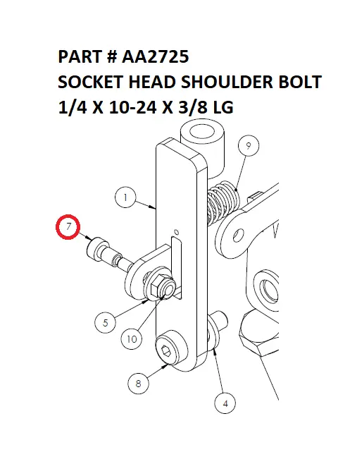 Socket Head Shoulder Bolt 1/4 x 10-24 x 3/8 Long for Serco 8500 (Part AA2725)