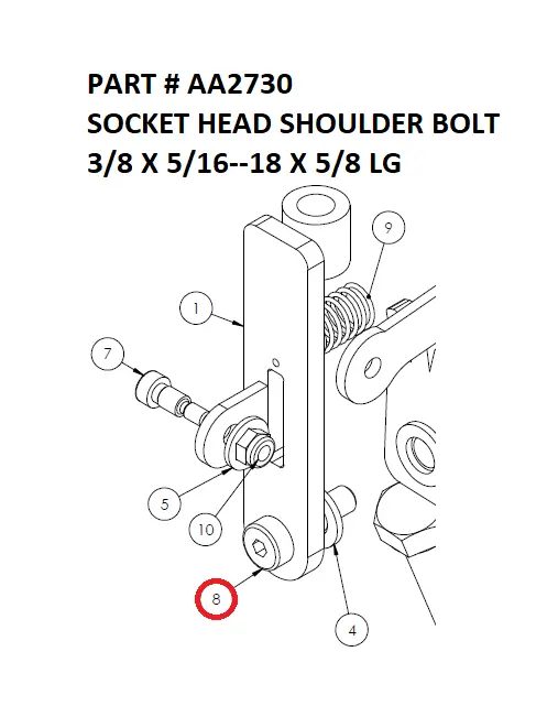 Socket Head Shoulder Bolt 3/8 x 5/16-18 x 5/8 Long for Serco 8500 (Part AA2730)