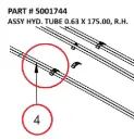 Serco 1050XR Hydraulic Tube Assembly, 0.63" x 175", Right-Hand (Part 5001744)