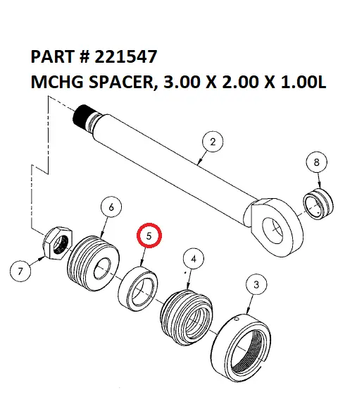 MCHG SPACER, 3.00 X 2.00 X 1.00L - Part No. 221547