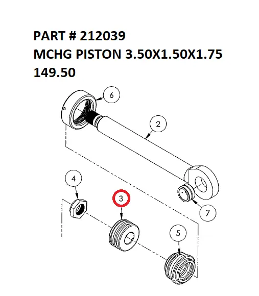 MCHG PISTON 3.50X1.50X1.75 - Part No. 212039