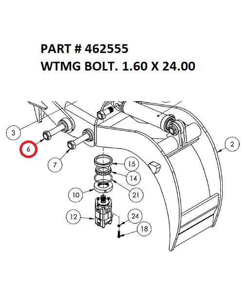 WTMG BOLT. 1.60 X 24.00 - Part No. 462555