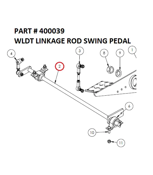 Serco 1050XR Linkage Rod Swing Pedal Weldment (Part 400039)