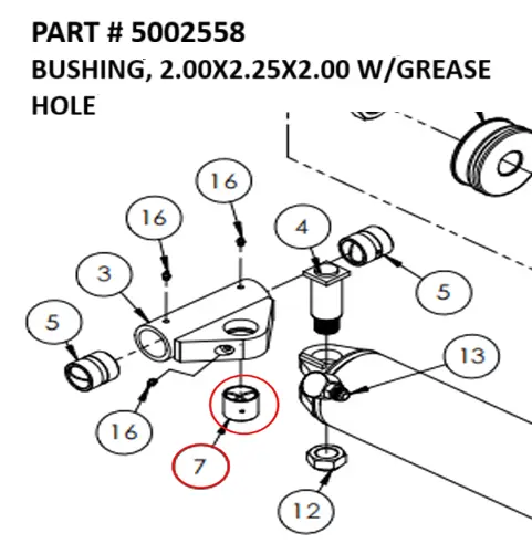 [1050 XR - 5002558] Serco 1050XR & 8500 Bushing, 2" x 2.25" x 2" with Grease Hole (Part 5002558)