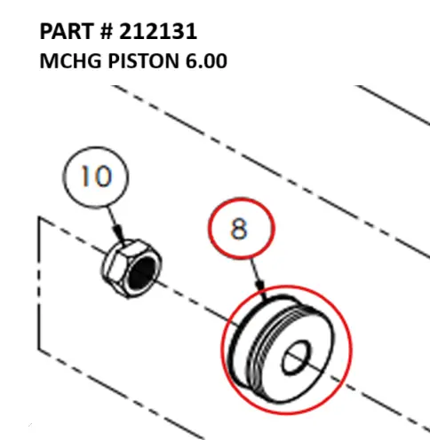 [1050 XR - 212131] Serco 1050XR Machined Piston 6" (Part 212131)