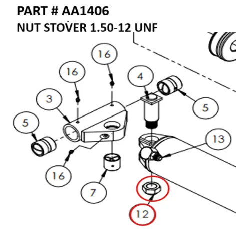 [1050 XR - AA1406] Stover Nut 1-1/2"-12 UNF for Serco 1050XR & 8500 (Part AA1406)