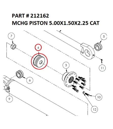 [1050 XR - 212162] Serco 1050XR Machined Piston, 5" x 1.5" x 2.25" CAT (Part 212162)