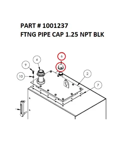 [1050 XR - 1001237] Pipe Cap Fitting 1.25 NPT Black for Serco 1050XR (Part 1001237)