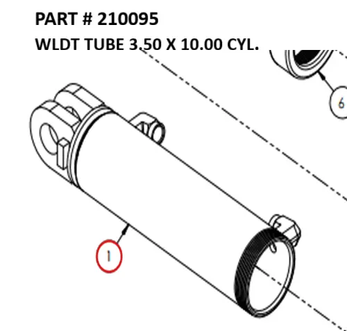 [1050 XR - 210095] Serco 1050XR Tube Weldment, 3.5" x 10" Cylinder (Part 210095)