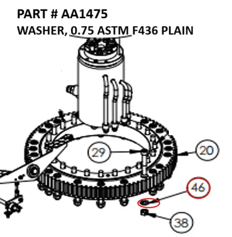 [1050 XR - AA1475] Washer, 3/4" ASTM F436 Plain for Serco 1050XR & 8500 (Part AA1475)