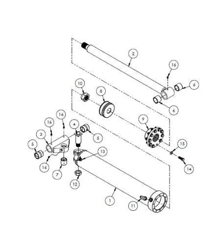 [1050XR - 5011231] ASSY 85/80 MAIN CYL. W/SWIVEL BOLT, 6.00 X 36.00 X 3.00 BOG 5011231