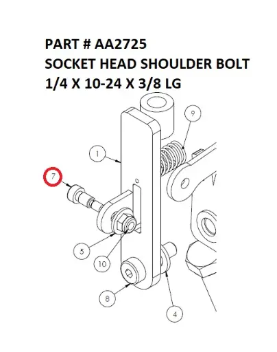 [8500 - AA2725] Socket Head Shoulder Bolt 1/4 x 10-24 x 3/8 Long for Serco 8500 (Part AA2725)