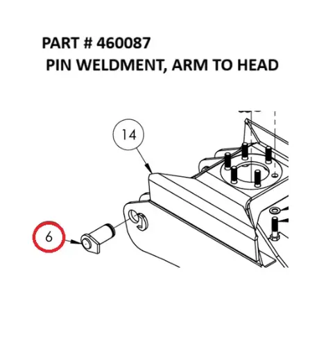 [8500 - 460087] Serco 8500 Pin Weldment, Arm to Head (Part 460087)
