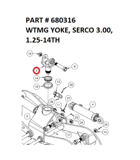 Serco Machined Yoke Weldment, 3", 1-1/4"-14