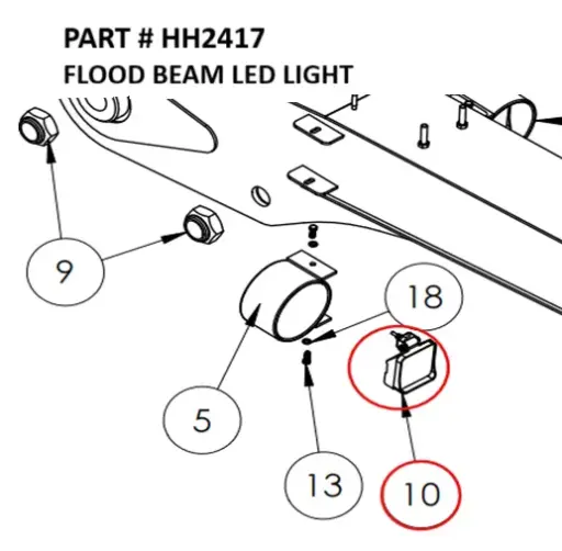 [1050 XR - HH2417] Serco 1050XR & 8500 LED Flood Beam Work Light (Part HH2417)